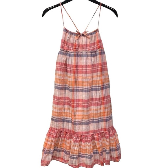 GapKids Spring Plaid Thin Criss Cross Strap Ruffle Maxi Sundress Size Medium - Picture 2 of 7